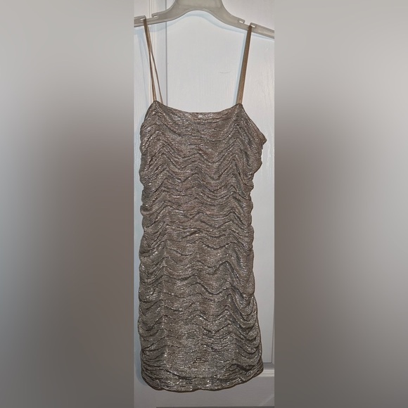 NWOT Aidan Aidan Mattox Strapless Jacquard Silver Metallic Ruched Mini Dress - Picture 1 of 9